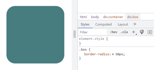 Example of border-radius CSS code