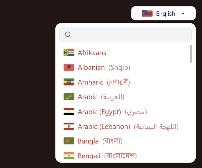 Evertongue combobox language switcher